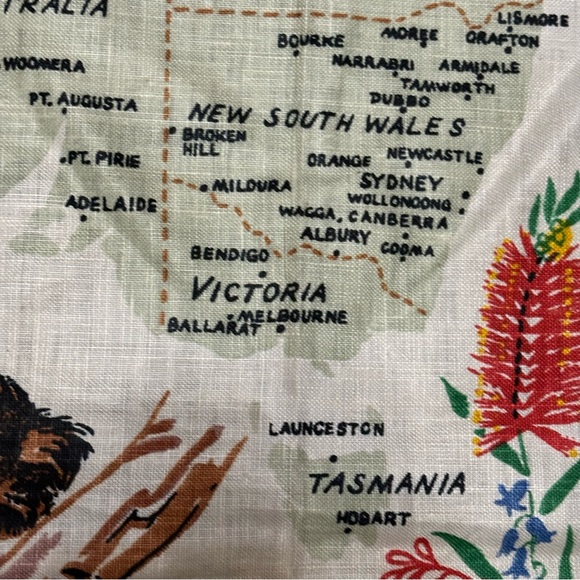 Australiana Souvenir Map 100% Linen Tea Towel Cloth Designed In Australia 31”x20 - Picture 9 of 12